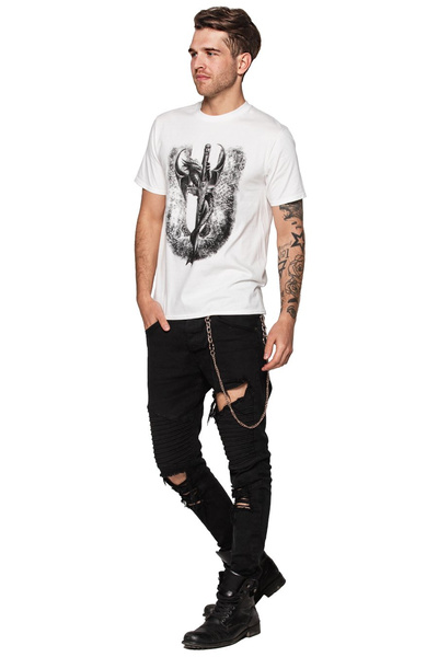 T-shirt męski UNDERWORLD Dragon biały