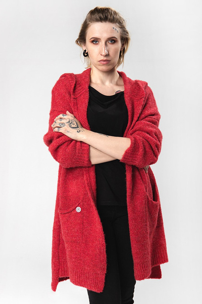 Sweter długi UNDERWORLD malinowy