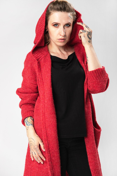 Sweter długi UNDERWORLD malinowy