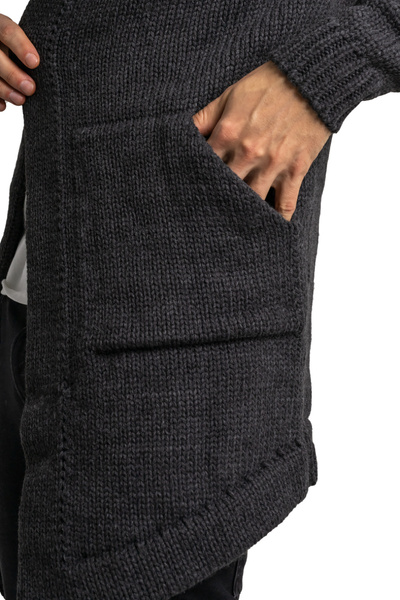 Kardigan asymetryczny UNDERWORLD z kapturem grafitowy