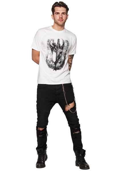 T-shirt męski UNDERWORLD Dragon biały