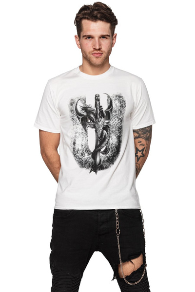 T-shirt męski UNDERWORLD Dragon biały