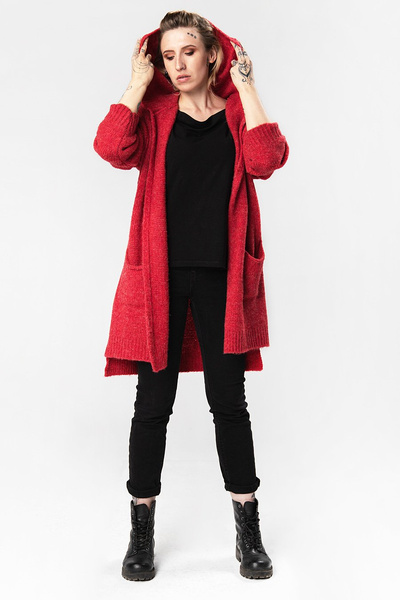 Sweter długi UNDERWORLD malinowy