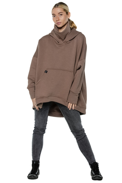 asymmetrical sweatshirt UNDERWORLD with a neck warmer