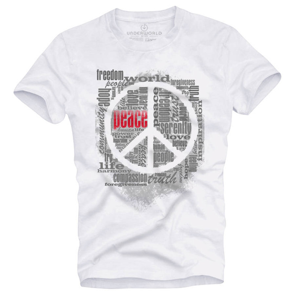 T-shirt męski UNDERWORLD Peace biały