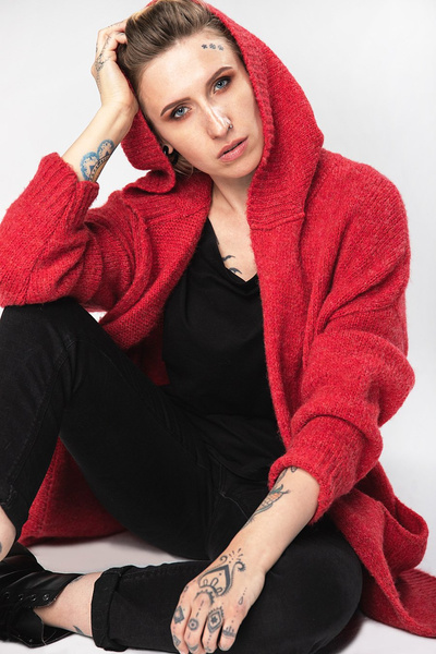 Sweter długi UNDERWORLD malinowy