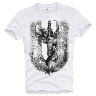 T-shirt męski UNDERWORLD Dragon biały
