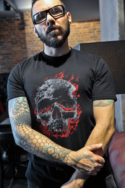 T-shirt męski UNDERWORLD Skull in fire