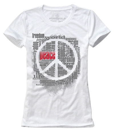 T-shirt damski UNDERWORLD Peace biały