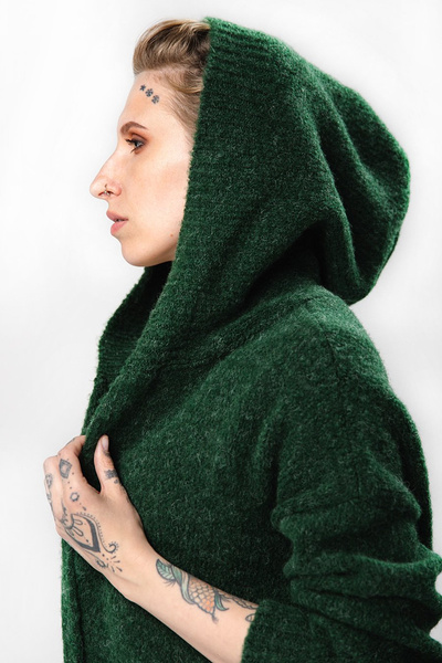 Sweter długi UNDERWORLD zielony