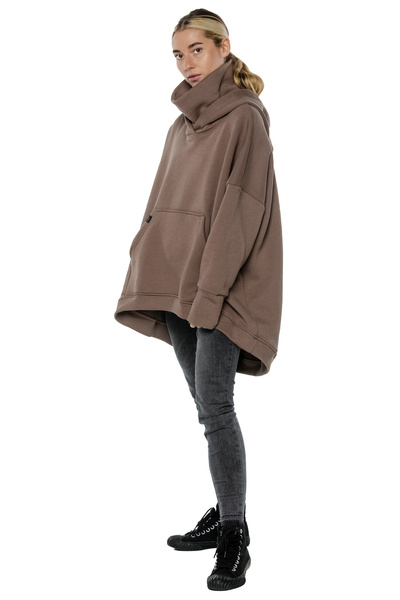 asymmetrical sweatshirt UNDERWORLD with a neck warmer