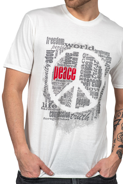 T-shirt męski UNDERWORLD Peace biały