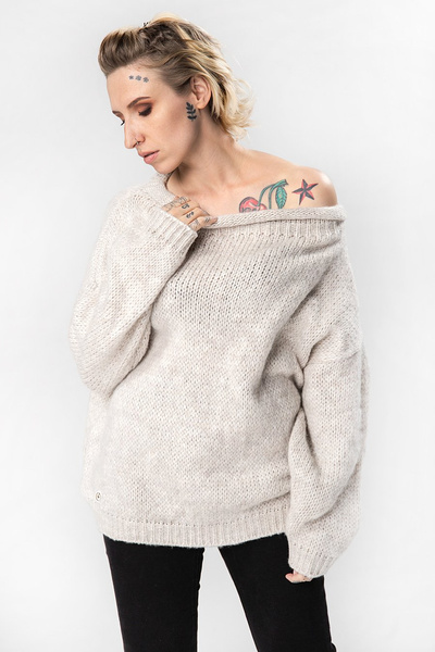 Sweter krótki UNDERWORLD jasny beż