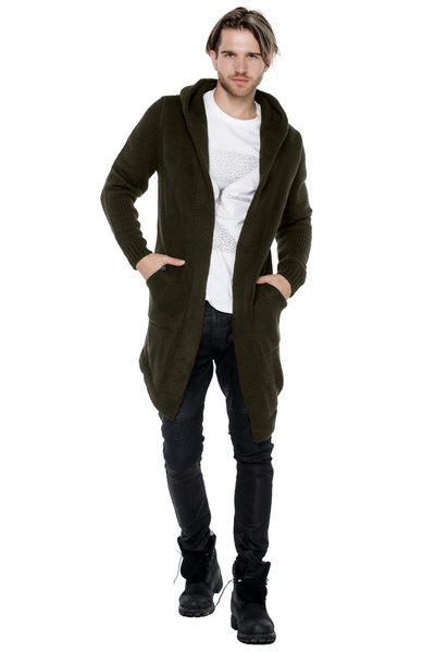 Kardigan asymetryczny UNDERWORLD z kapturem zielony