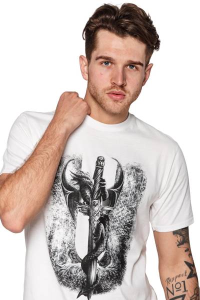 T-shirt męski UNDERWORLD Dragon biały