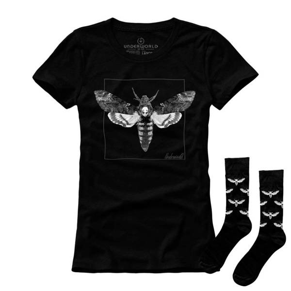 Zestaw prezentowy T-shirt damski + skarpety UNDERWORLD Night Butterfly